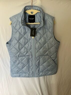 Kate Spade: Shaker Blue Quilted Vest- Gold Tone- L